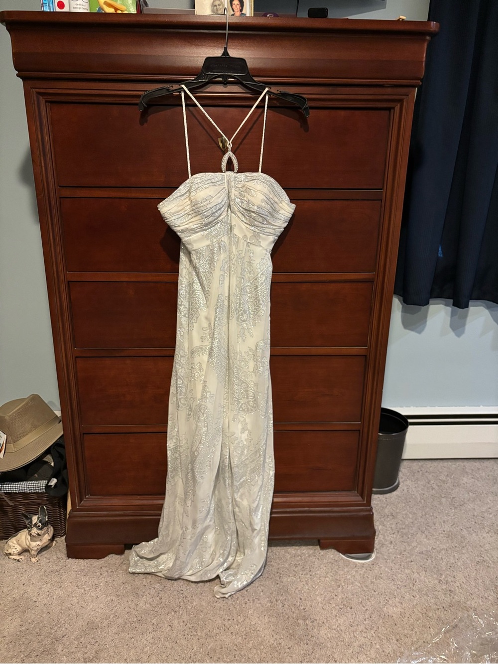 Camille La Vie Ivory and Silver Beaded Maxi Dress